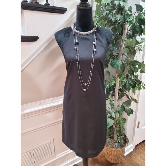 H&M Women's Black Solid Polyester Halter Neck Sleeveless Knee Length Dress 10 - Picture 1 of 13
